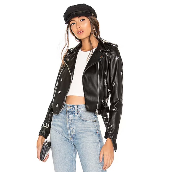 Revolve superdown Lydia Embroidered Moto Jacket In Black & White - Picture 1 of 6